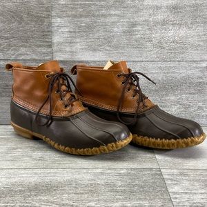 VTG L.L. Bean Duck Boots Bean Boots Leather Made in USA size 10 Preowned Ankle